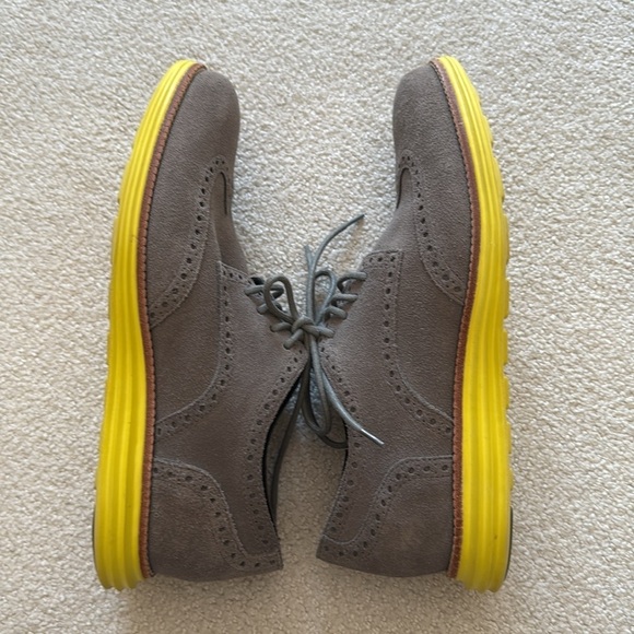 Cole Haan Grand Oxford Grey Suede Leather Neon Wingtip Sneakers Shoes Mens 9 main image 5